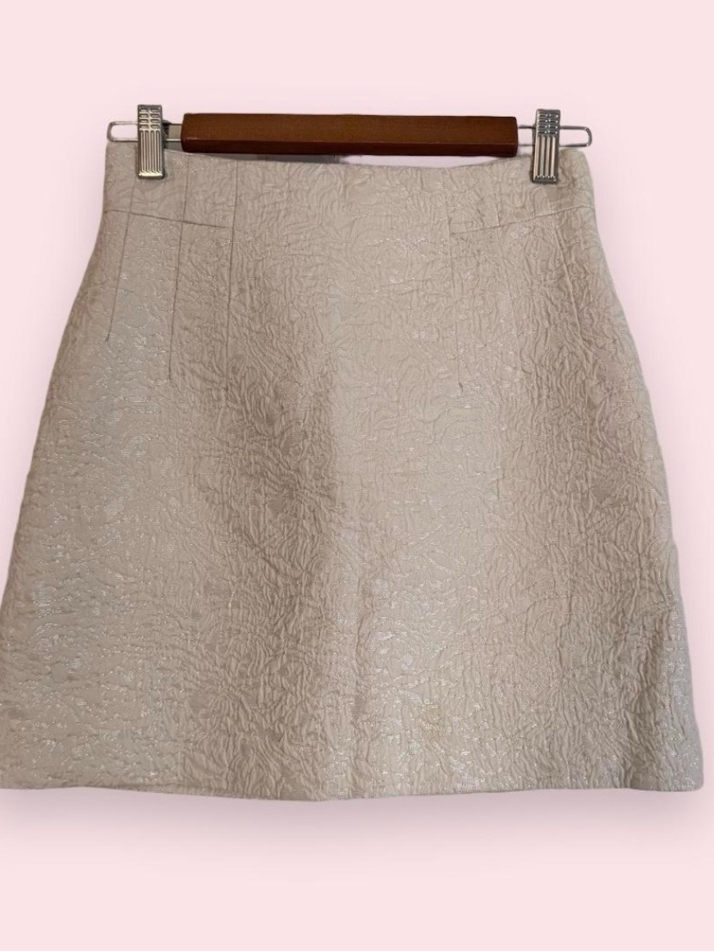 H&M Cream Jacquard Mini Skirt